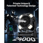 Misting Fan, Portable Camping Fan With 11Oz Water Tank, 160Min Misting, 24000Mah Battery Powered Fans With 4 Speeds, 4 Timers, Light & Hook, Must-Have For Camping, Fishing, Beach & Hiking