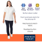 French Toast Women'S Junior'S Fitted Wrinkle-Resistant Oxford Shirt With Short Sleeves
