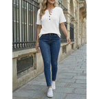 AUTOMET Women's Waffle Knit Henley Tops Short Sleeve Blouses Business Casual T-Shirts for Spring Summer Vacation 2026