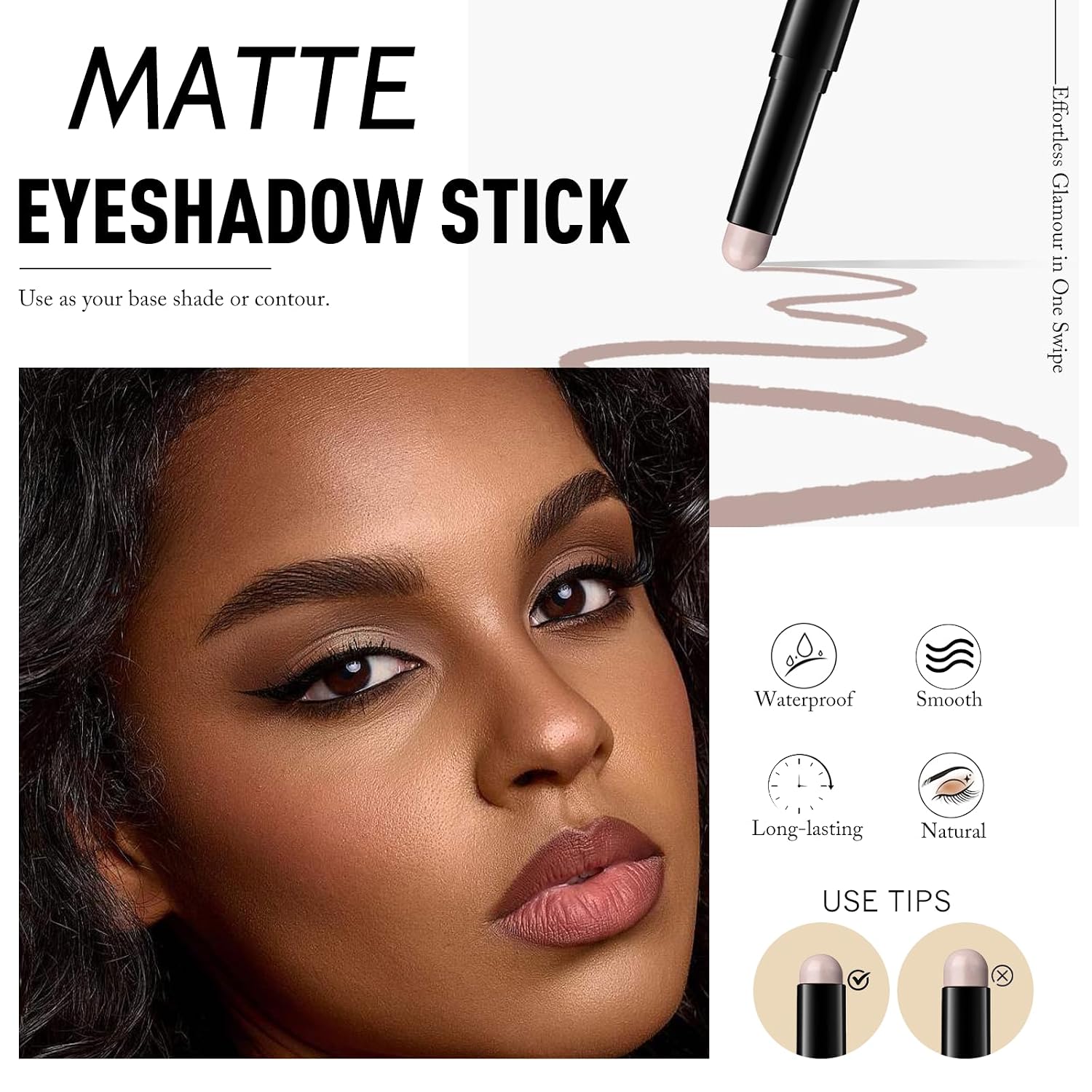 Eyeshadow Stick Light Taupe, Matte Cream Eye Shadow Stick Waterproof Nude Neutral Eyeliner Brightener Pencil Crayon Long-Lasting Eye Highlighter Makeup For Older Women Easy To Use High Pigmented