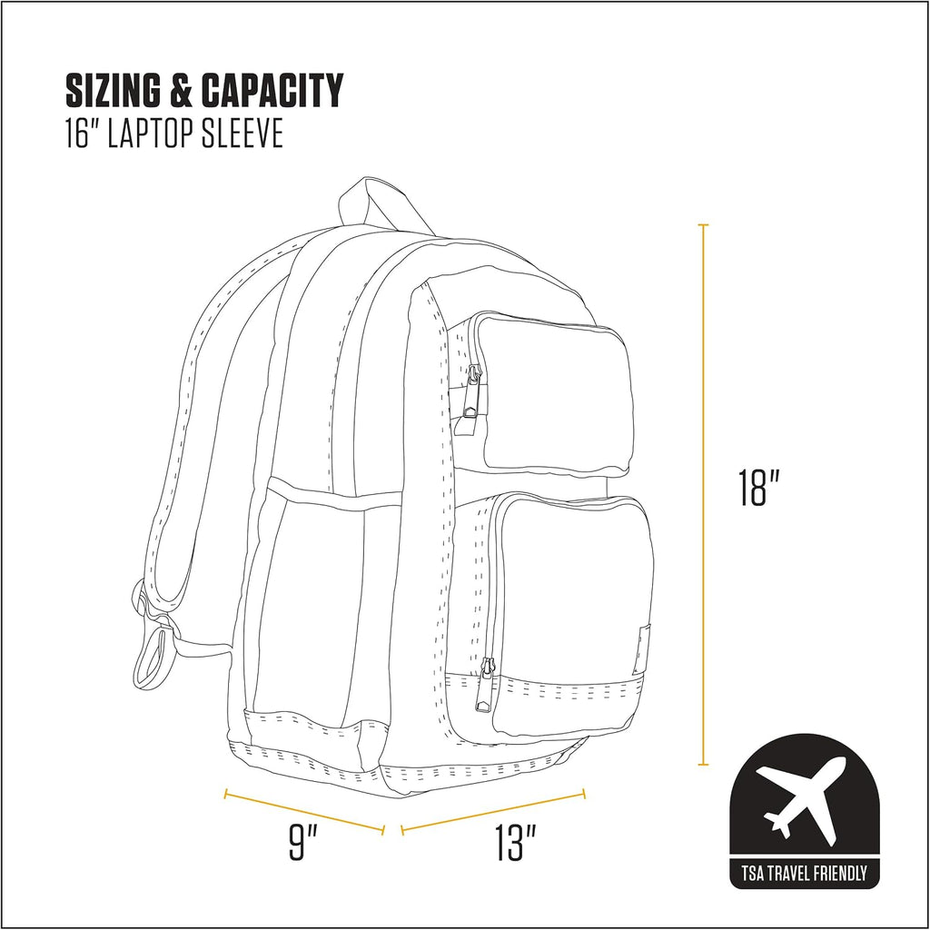 Carhartt 28L Dual-Compartment Backpack, Durable Pack With 16" Laptop Sleeve And Duravax Abrasion Resistant Base, Black