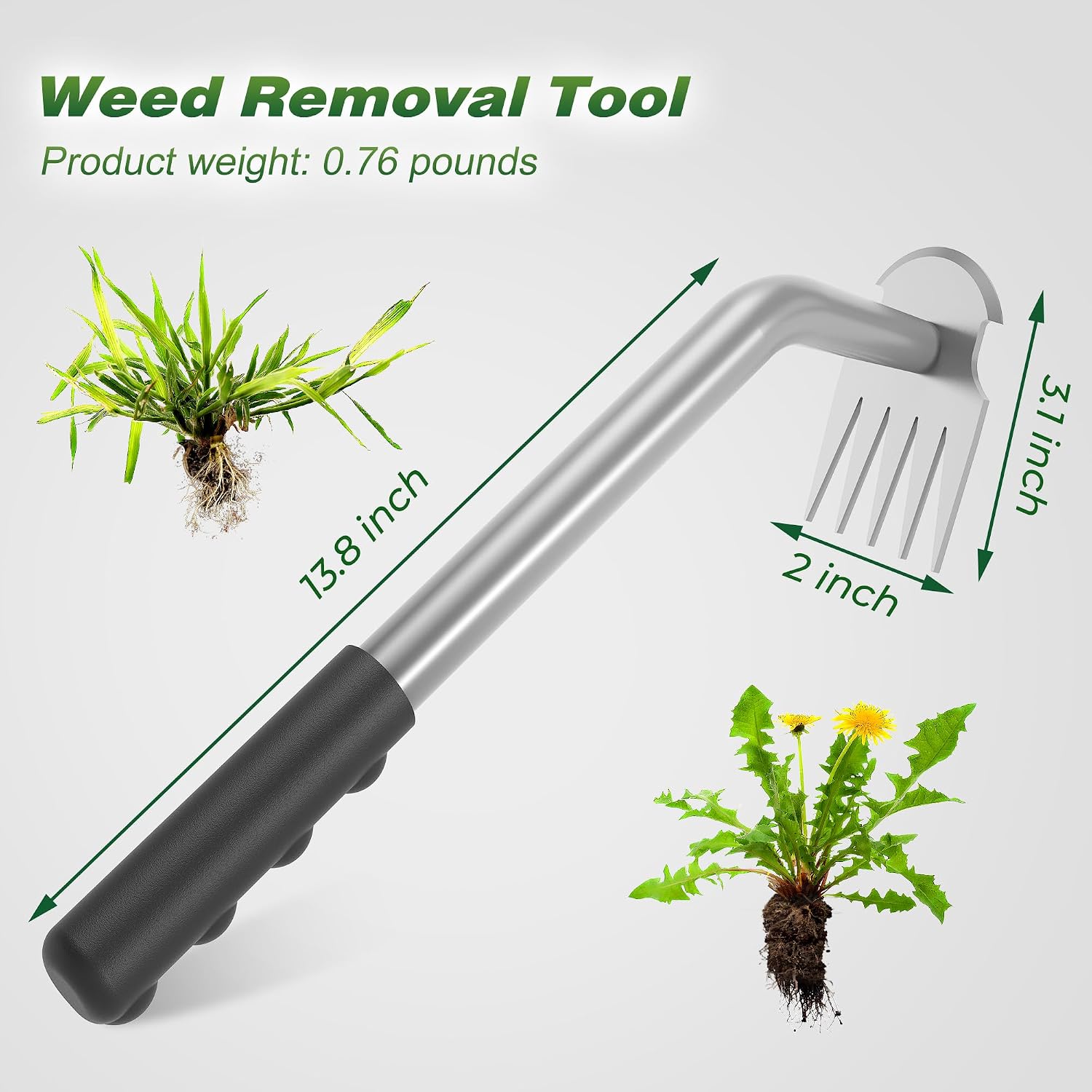 Walensee Weed Puller Tool - Durable Weeding Tool For Dandelions & Crabgrass | Manganese Steel 5-Tine Head, Ergonomic Rubber Grip, Efficient Uprooting, Ideal For Vegetable Gardens & Backyards