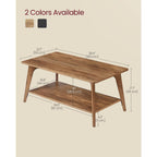 Vasagle Maezo Collection - Coffee Table, 2-Tier Center Table With Storage, Tapered Legs, Curved Transitions, 21.7 X 39.4 X 17.7 Inches, Easy To Assemble, For Living Room, Honey Brown Ulct249K01