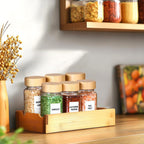 Comsaf Glass Spice Jars With With Labels 4 Oz 6 Pack Small Bamboo Lids | Empty Containers, Seasoning Herb Powder, Salt Pepper Chili, Spice Rack Organization, Kitchen Cabinet Storage, Funnel Included