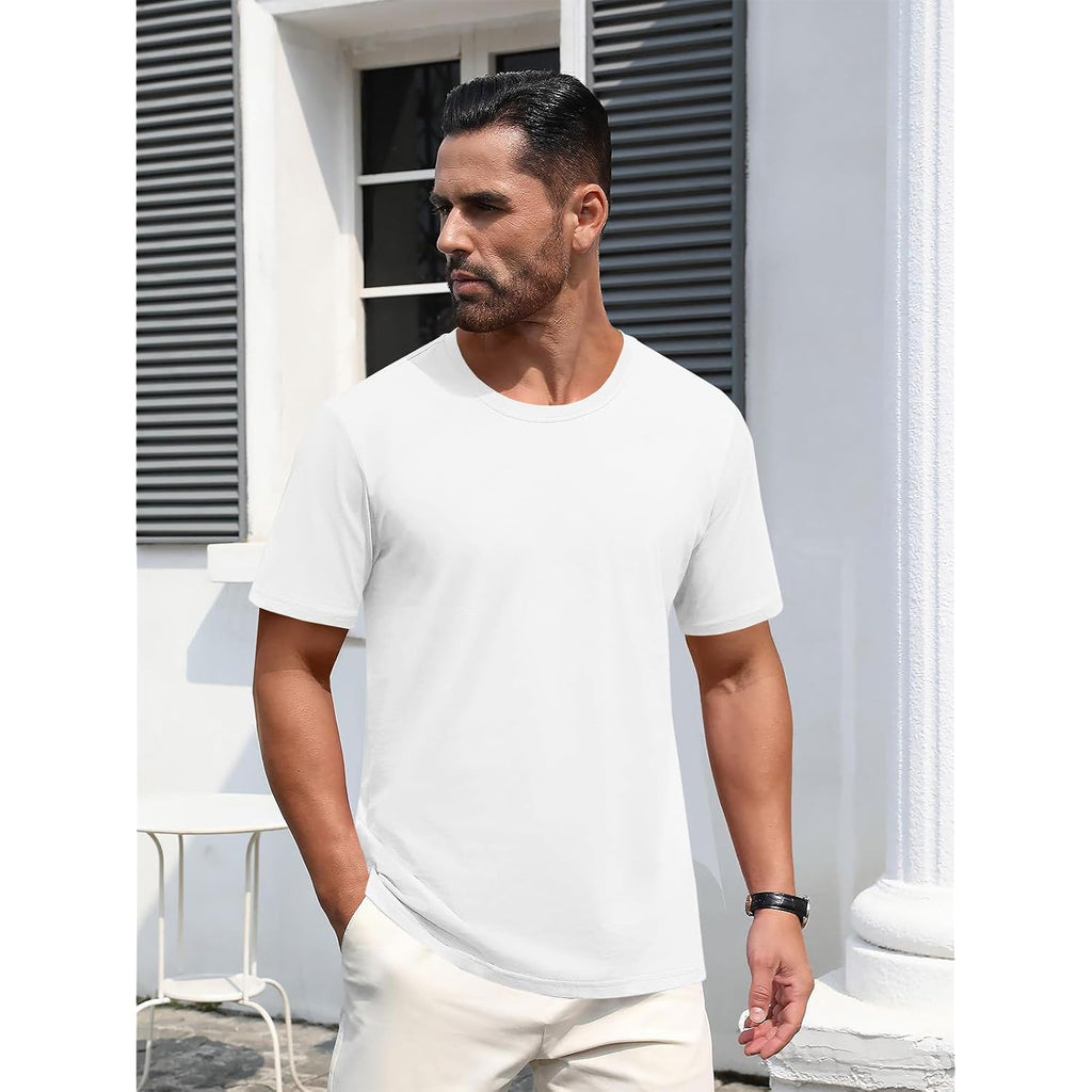 Magnivit Men'S Shirts Short Sleeve Cotton T-Shirt Crew Neck Light Tees Classic Basic Casual Tops Plain Soft Shirt