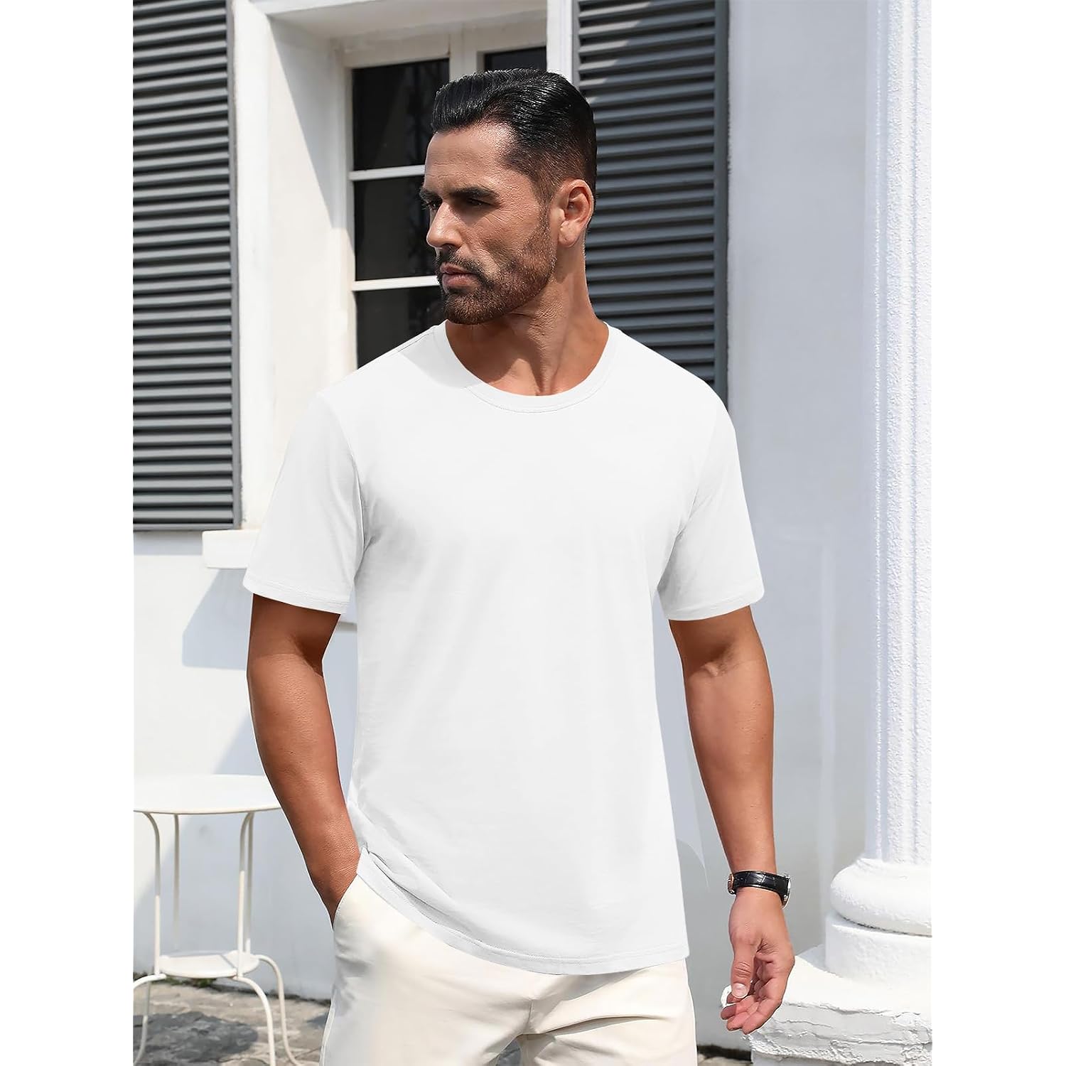 Magnivit Men'S Shirts Short Sleeve Cotton T-Shirt Crew Neck Light Tees Classic Basic Casual Tops Plain Soft Shirt