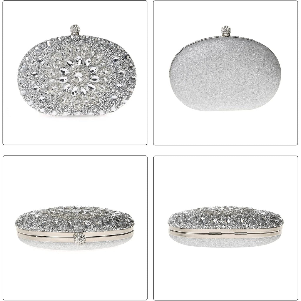 Womens Sparkly Rhinestone Glitter Clutch Purse Evening Handbag Shoulder Bag for Wedding Party Prom