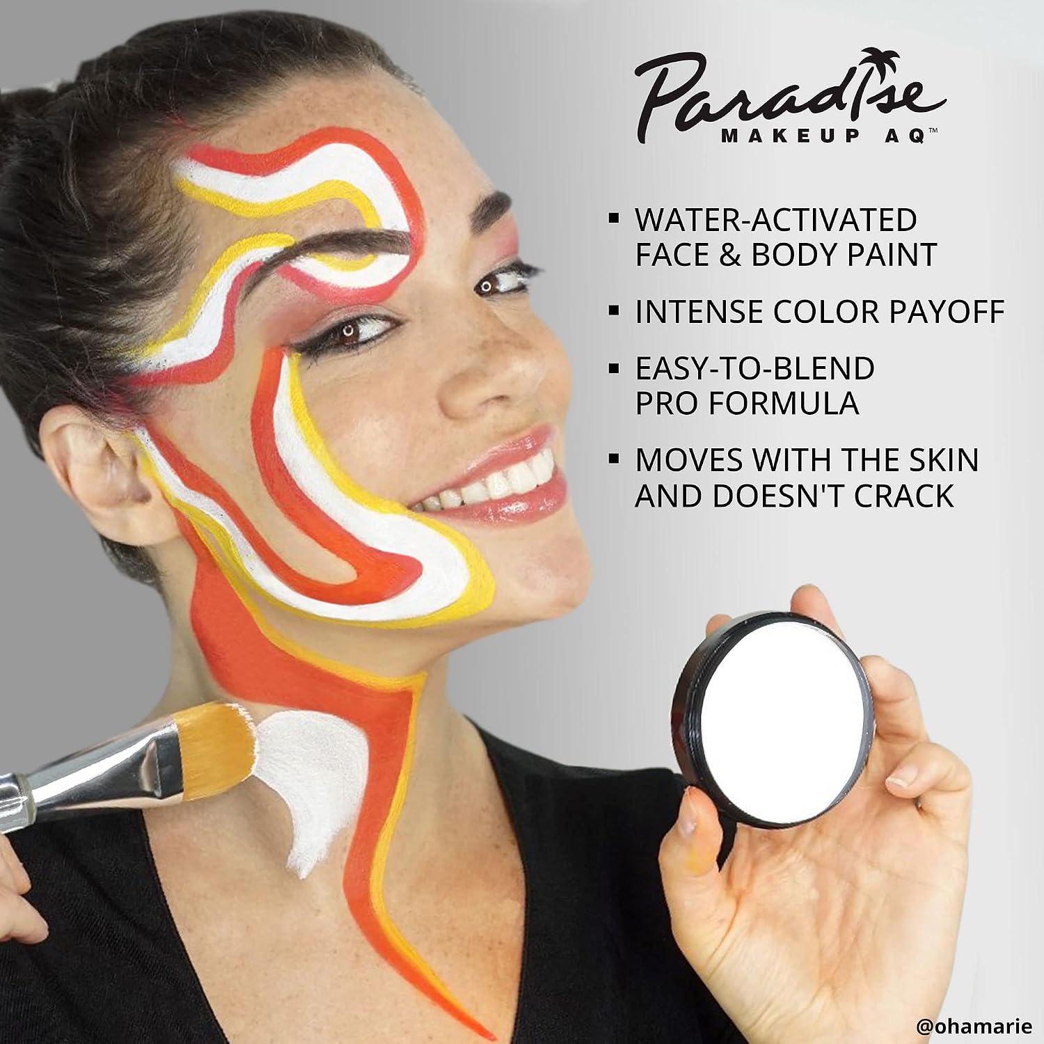 Mehron Paradise Makeup Aq Pro Size | Stage & Screen Performance, Face & Body Painting, Beauty, Cosplay, And Halloween | Water Activated Face Paint, Body Paint 1.4 Oz (40 G) - Black | Made In The Usa