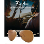 Pro Acme Classic Aviator Sunglasses For Women & Men Glass Lens Metal Frame Uv400 Driver Sunglasses