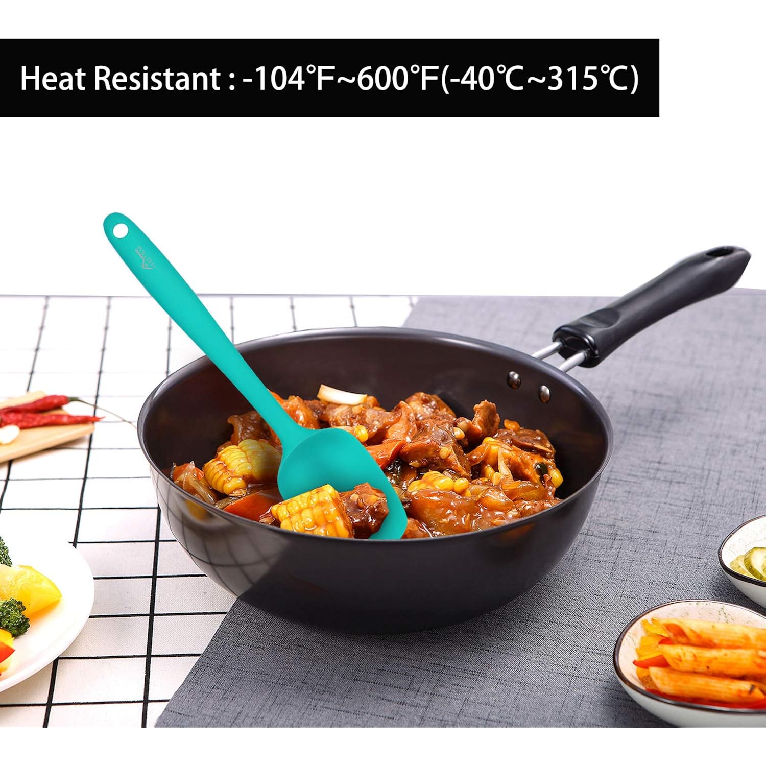 Hotec Heat Resistant 600℉ Food Grade Silicone Rubber Spatula Set For Baking, Cooking, And Mixing Non Stick Dishwasher Safe Bpa-Free Multicolor Set Of 5