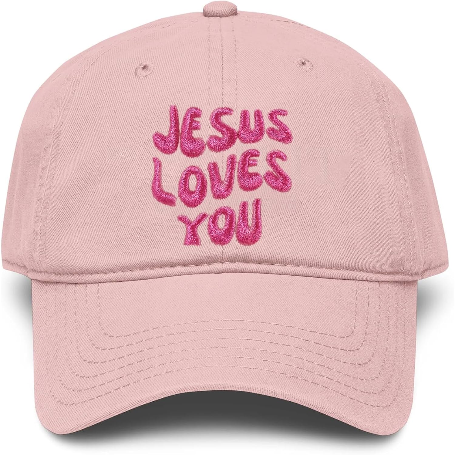 Jesus Loves You Hat Embroidered Christian Baseball Cap Adjustable Faith Hats for Women Girls Cute Religious Gifts Dark Pink