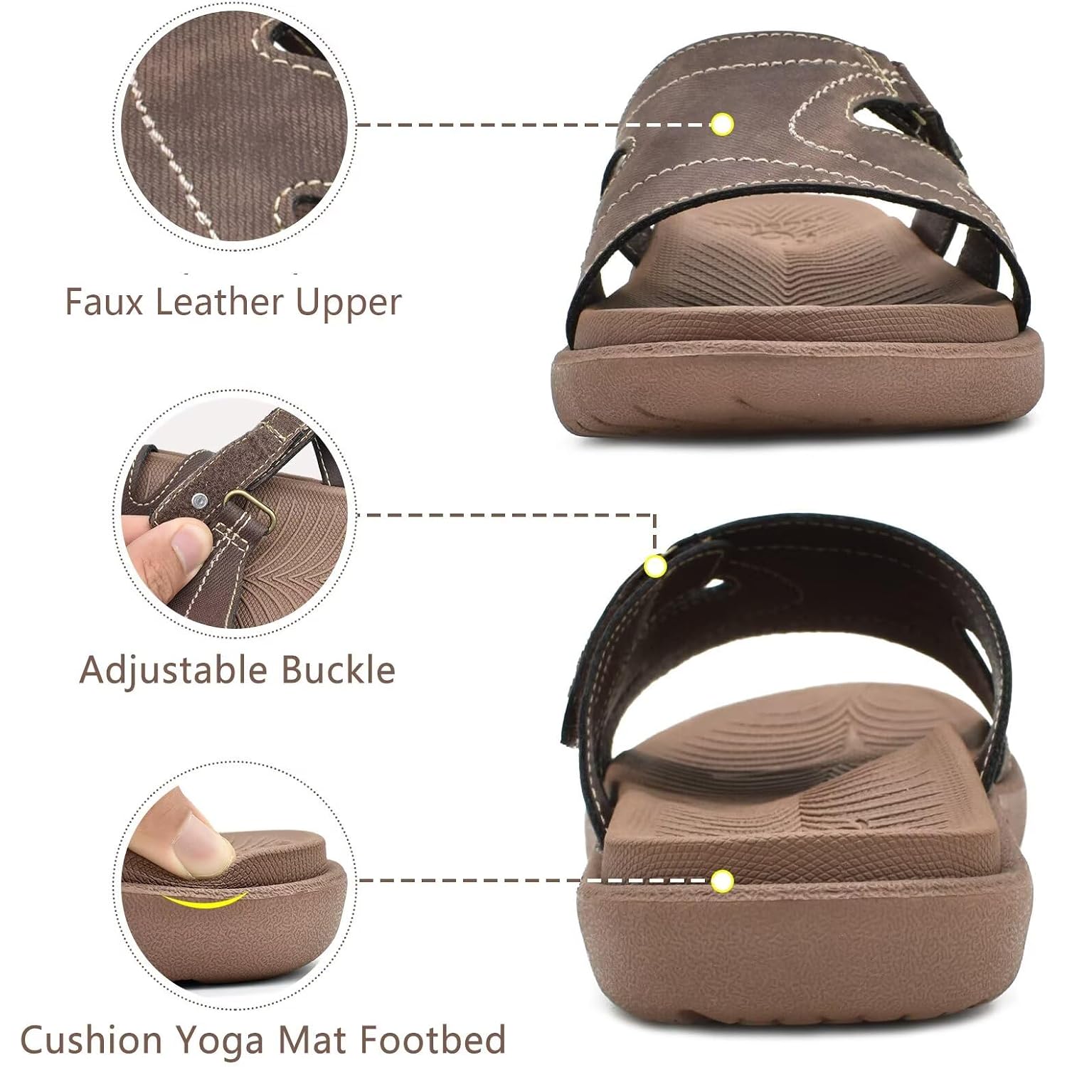 Kuailu Womens Fashion Orthotic Slides Ladies Athletic Yoga Mat Memory Foam Walking Sandals Thick Cushion Recovery Summer Beach Slippers Comfortable Plantar Fasciitis Arch Support
