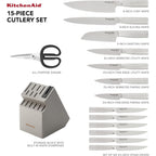 Kitchenaid Gourmet Knife Block Set With Built-In Sharpener, 15-Piece, Stainless Steel