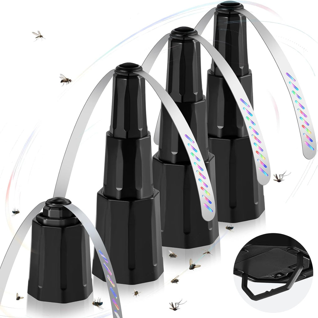 Fly Fans For Tables, Bug Fans With Holographic Blades, Battery Operated Fly Repellent Fan, Keep Flies Away From Picnic, Bbq, Restaurant, Party, Indoor And Outdoor, 4 Pack