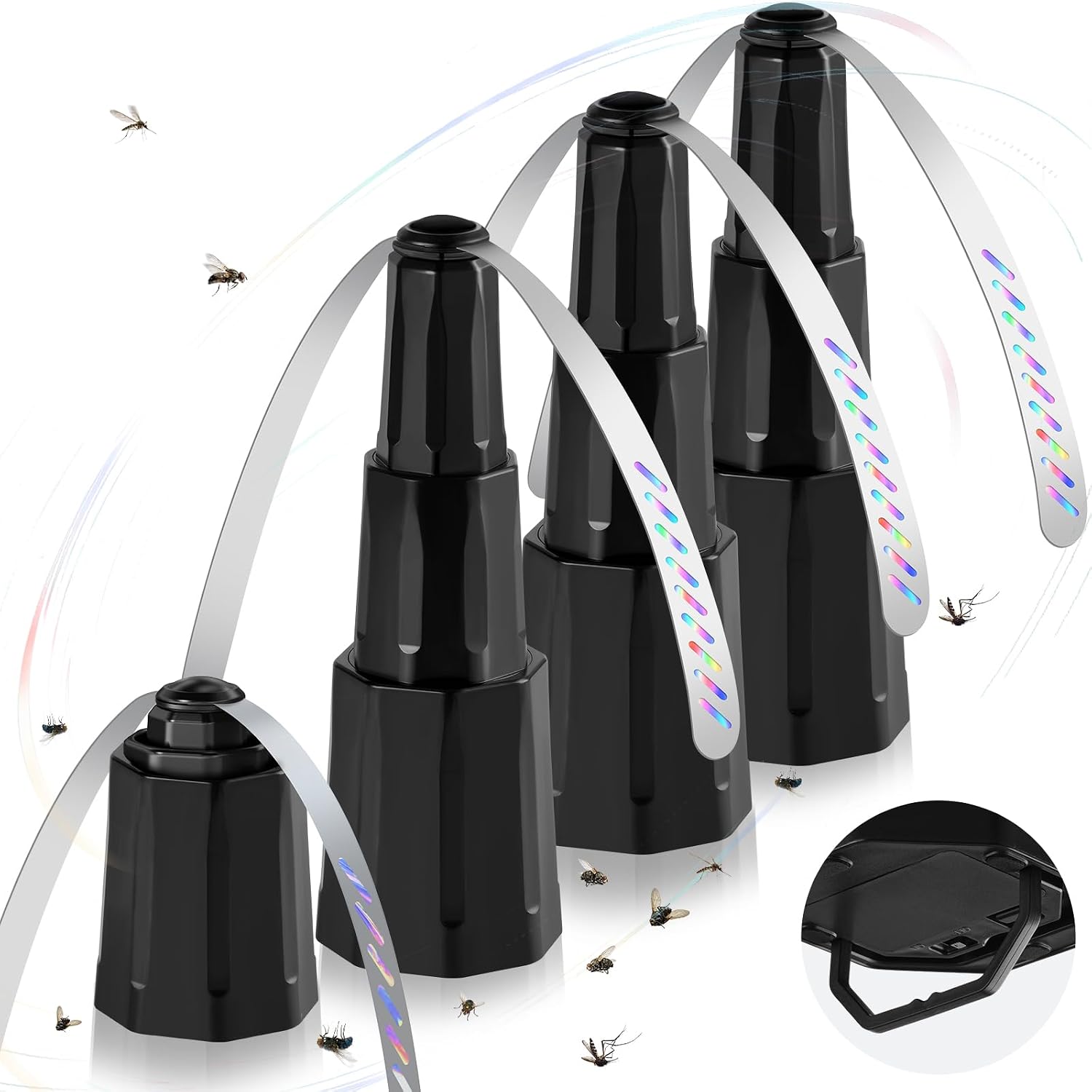 Fly Fans For Tables, Bug Fans With Holographic Blades, Battery Operated Fly Repellent Fan, Keep Flies Away From Picnic, Bbq, Restaurant, Party, Indoor And Outdoor, 4 Pack