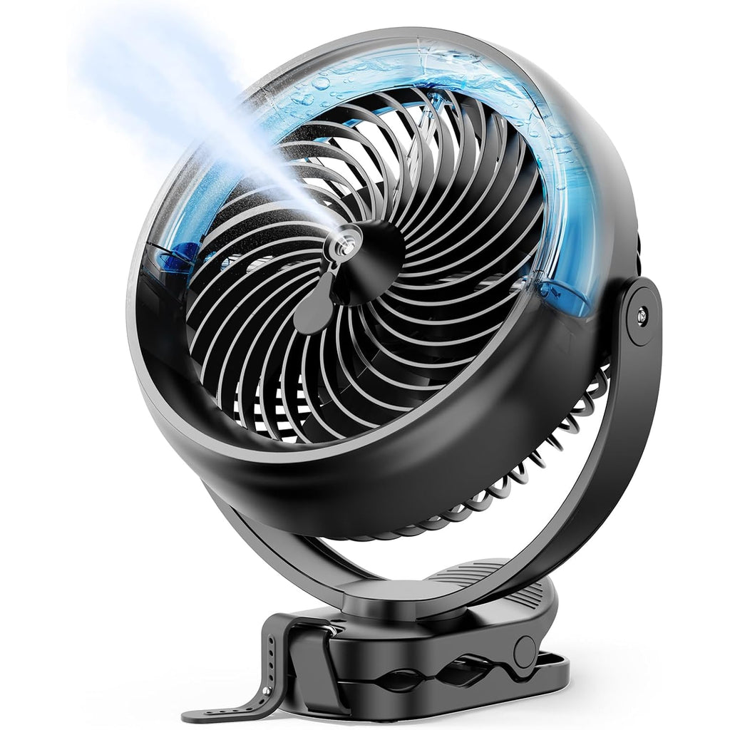 Koonie 8'' 10000Mah Battery Operated Misting Fan With Max. 48 Hrs Runtime | Portable Mist Desk Fan With Clip, 3 Speeds, 2 Spray Modes, 200Ml Tank For Golf Cart Home Office Travel Camping Stroller