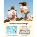 Lovevook School Backpack For Teen Girls, Bookbag For 8-16 Student, Middle High College Back To School Cute Kids Backpack, 15.6 Inch, Khaki-Beige