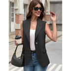 2026 Summer Women'S Sleeveless Vest Tops - Lightweight Breathable Lined Trendy Casual Work Office Blazer - Pockets