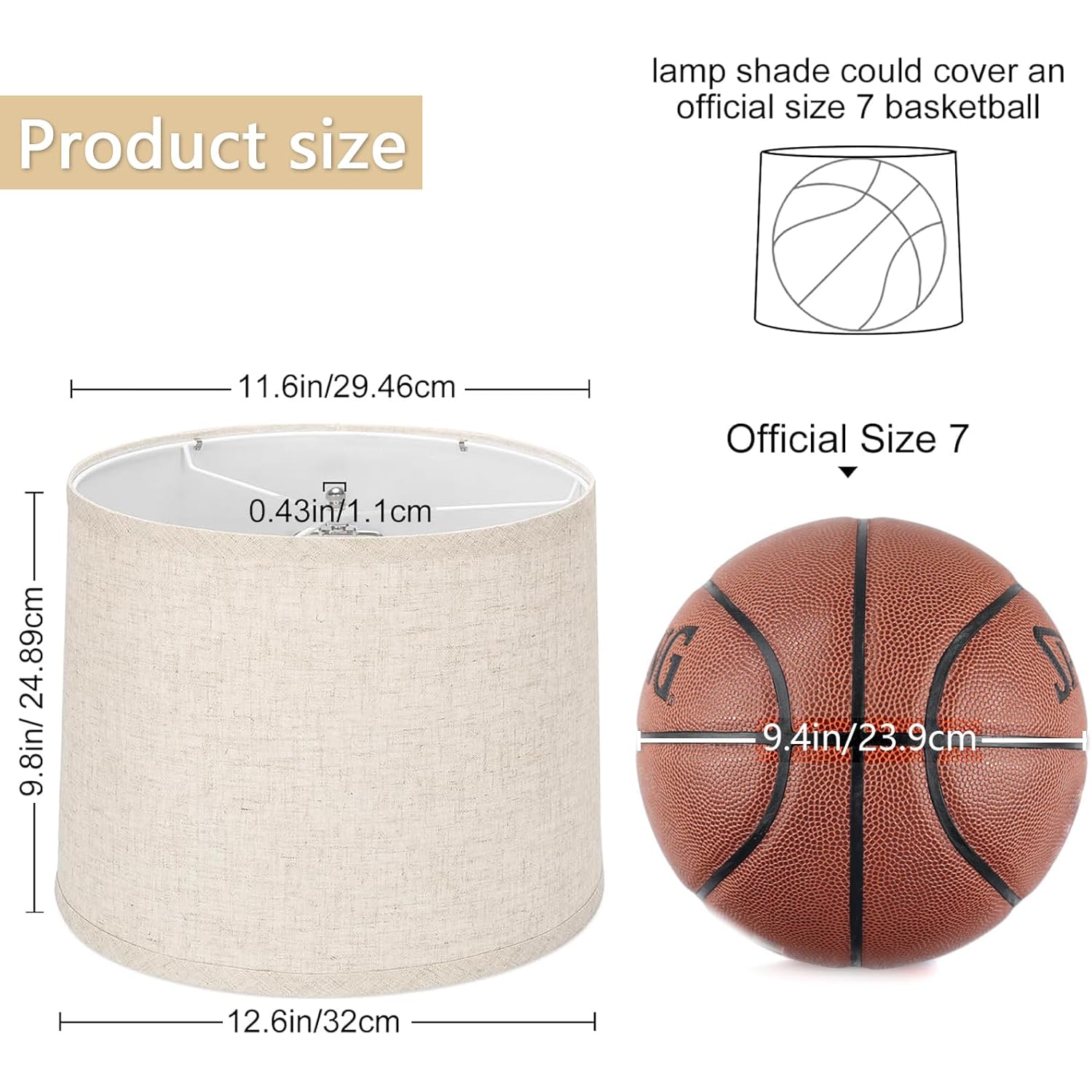 Drum Lamp Shades Set Of 2 For Table Lamps – 11.6" Top X 12.6" Bottom X 9.8" High, Qvtekn Medium Beige Lampshades For Floor Lamps (Spider Fitter), Natural Linen Handcrafted With Easy Assembly
