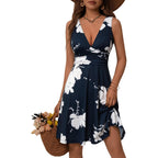 Ourin Women'S Spring Deep V Neck Sleeveless Floral Sundresses With Pockets Flowy Summer Dresses For Women