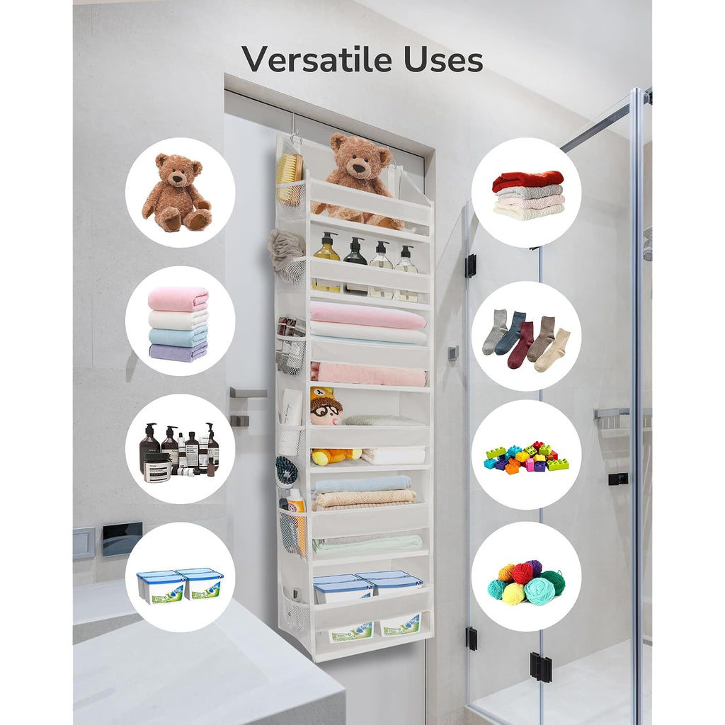 Ulg Over The Door Organizer With 6 Large Pockets 12 Side Pockets, 50Lbs Weight Capacity Door Hanging Organizer For Bedroom, Bathroom, Pantry, Nursery Storage, Beige