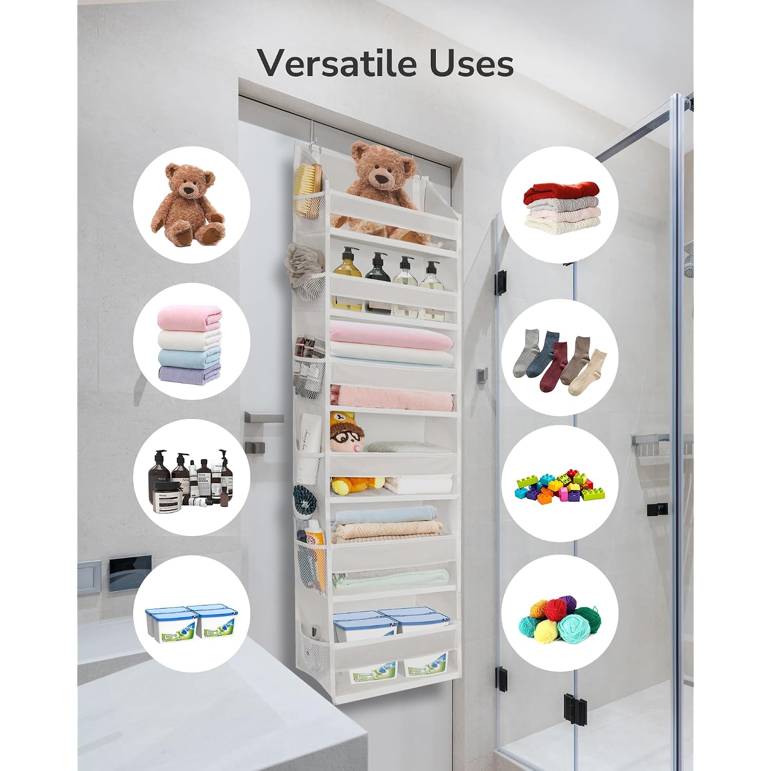 Ulg Over The Door Organizer With 6 Large Pockets 12 Side Pockets, 50Lbs Weight Capacity Door Hanging Organizer For Bedroom, Bathroom, Pantry, Nursery Storage, Beige