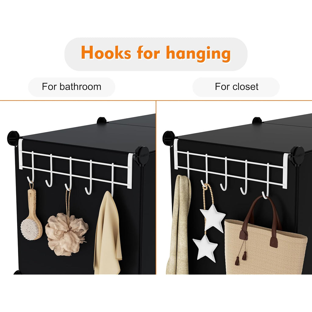 6-Cube Storage Organizer, Closet Organizer Storage Cabinet Shelf Bookcase Bookshelf with Metal Hammer, Storage Cubes Organizer Cabinet for Kids, Closet, Bedroom, Bathroom(11.8x11.8x11.8 inch)Black