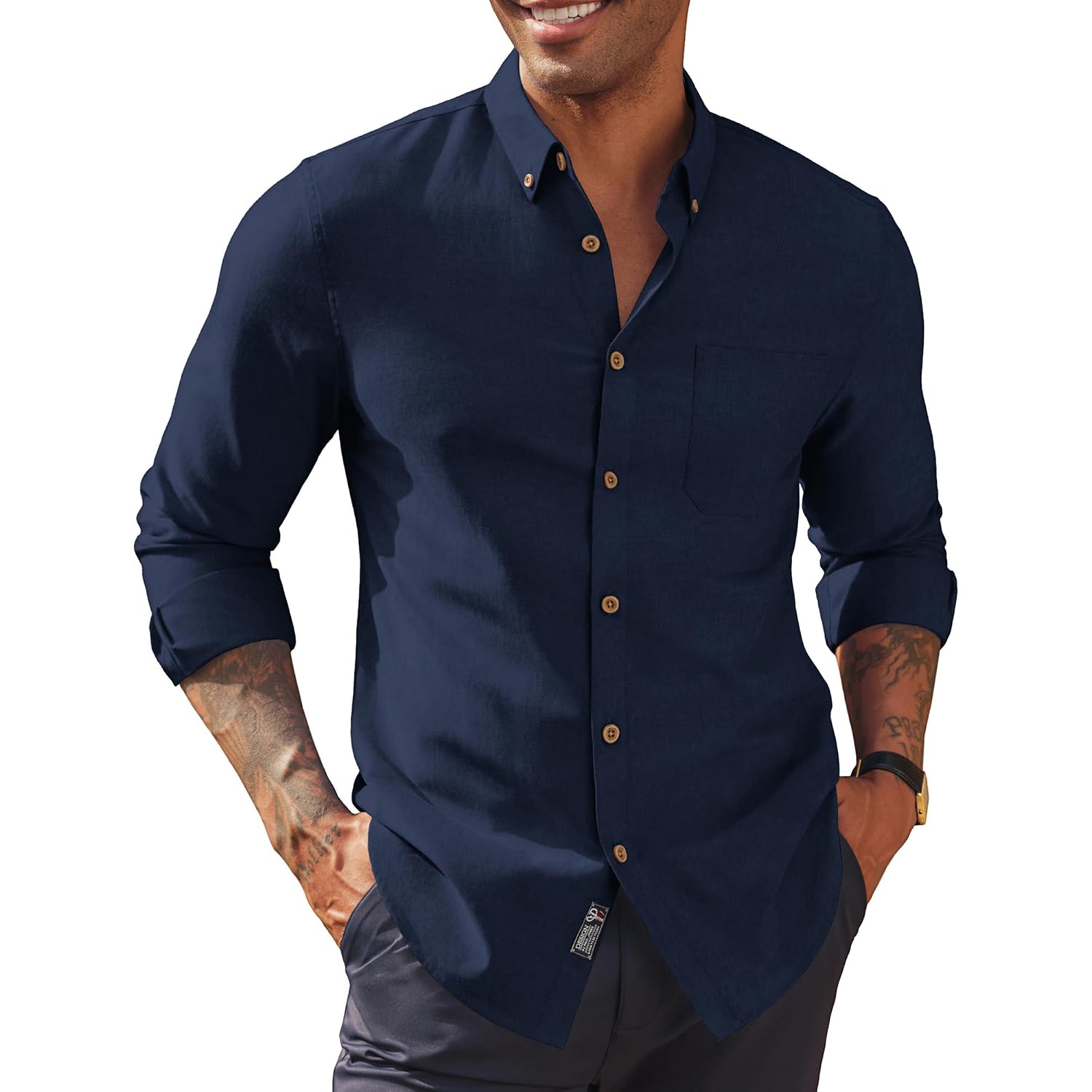 Pj Paul Jones Men'S Oxford Button Down Shirt Long Sleeve Regular Fit Business Casual Dress Shirts With Chest Pocket