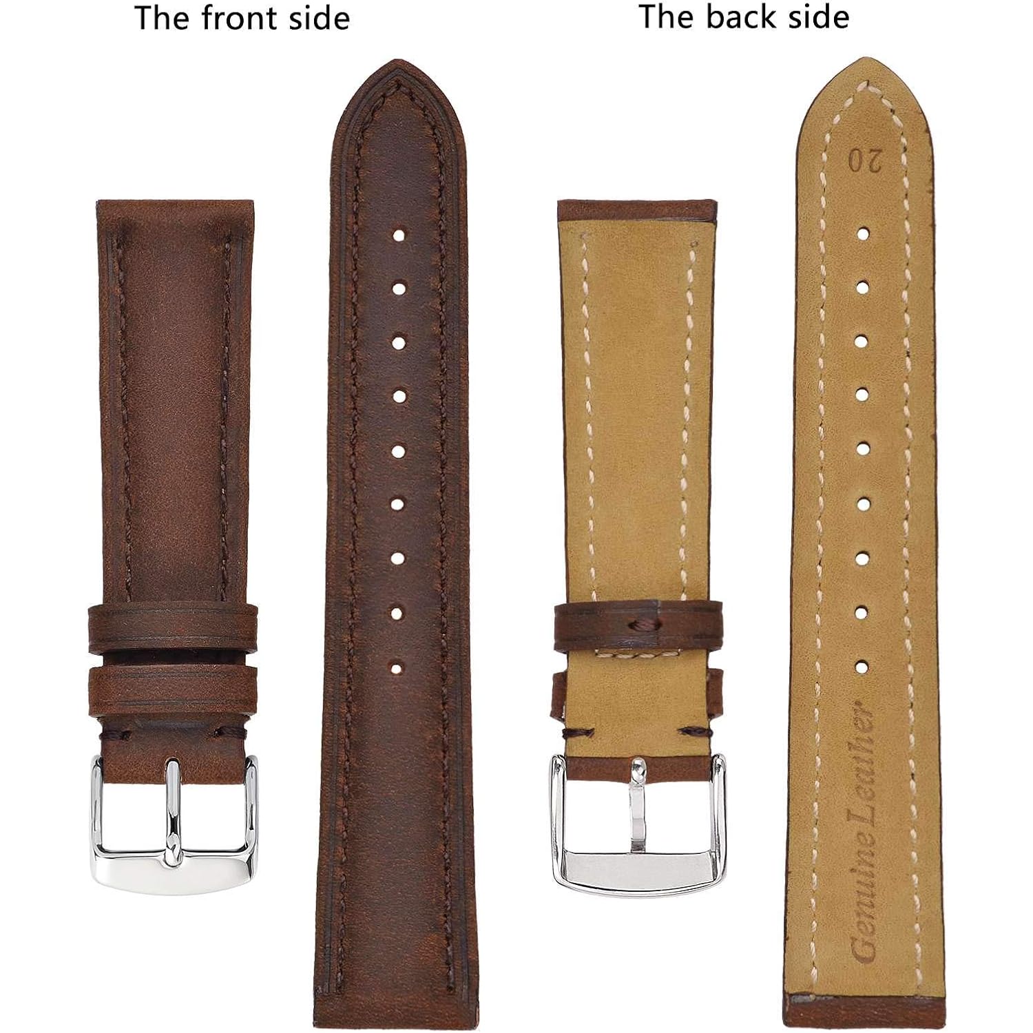 Bisonstrap Watch Strap, Vintage Leather Replacement Bracelet, Band Width-14Mm 15Mm 16Mm 17Mm 18Mm 19Mm 20Mm 21Mm 22Mm 23Mm 24Mm