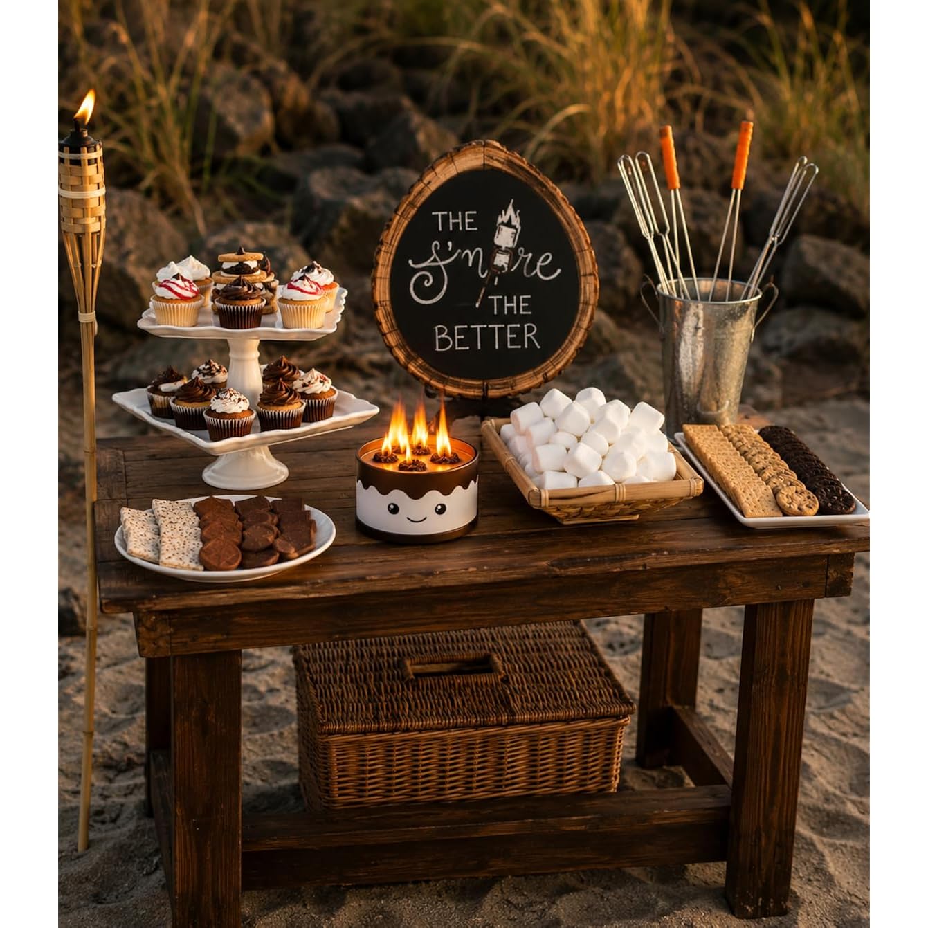 The S'Mores Company - Portable Fire Pit, Mini Tabletop Campfire (2-Pack) | Smores Soy Wax Firepit, Food Safe For Roasting Marshmallows, Bonfire Smores Maker, 3+ Hours Of Burn Time, Camping Stove