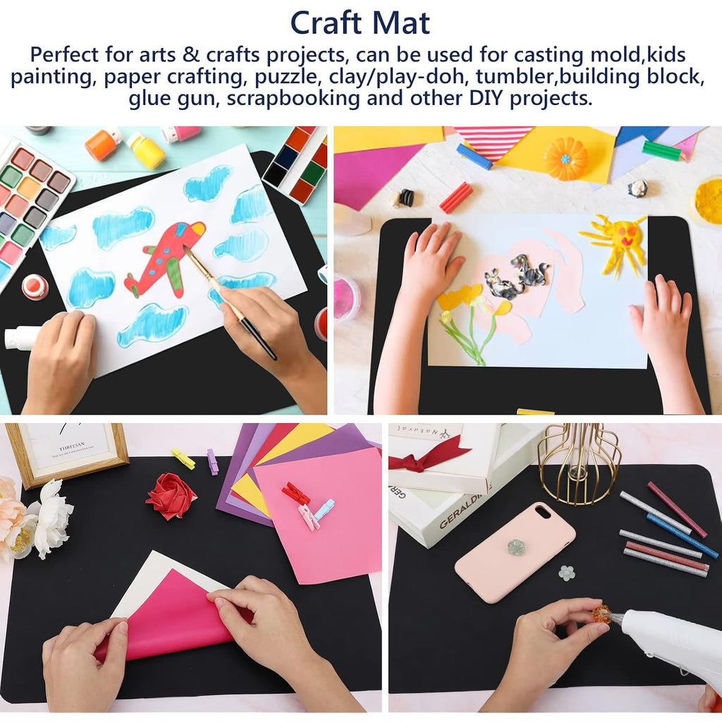 Gartful 2 Pack Silicone Crafting Mats, 15.7" X 11.8" Silicone Mat For Crafts, Large Heat Resistant Sheet For Jewelry Casting, Epoxy Resin, Painting, Counter Table Protector, Placemat, Nonstick, Black