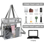 Bagail Clear Bags 12X6X12 Stadium Approved Clear Tote Bag With Zipper Closure Crossbody Shoulder Bag With Adjustable Strap