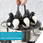 PELEG DESIGN Egguins Egg Cooker for Hard Boiled Eggs and Soft Boiled Eggs – 3-in-1 Boiled Egg Holder for Cooking, Fridge Storage & Serving – Unique Penguin Kitchen Gift, Holds 6 Eggs
