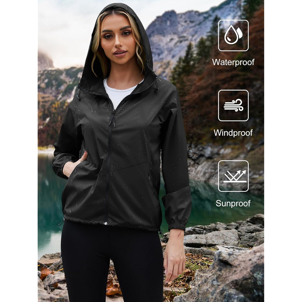 Lightweight Rain Jacket Women Packable Wind Breaker Light Rain Jacket Women Waterproof Travel Raincoat S-Xxl