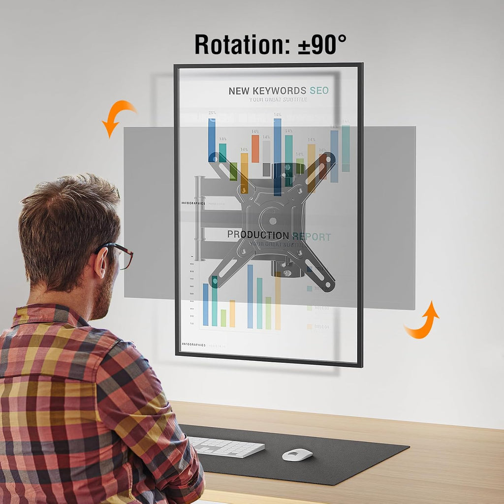 Elived Full Motion Tv Monitor Wall Mount For Most 14-42 Inch Led Lcd Flat Screen Tvs & Monitors, Swivel Tilt Extension Rotation Tv Mount Bracket Max Vesa 200X200Mm, Up To 44 Lbs.
