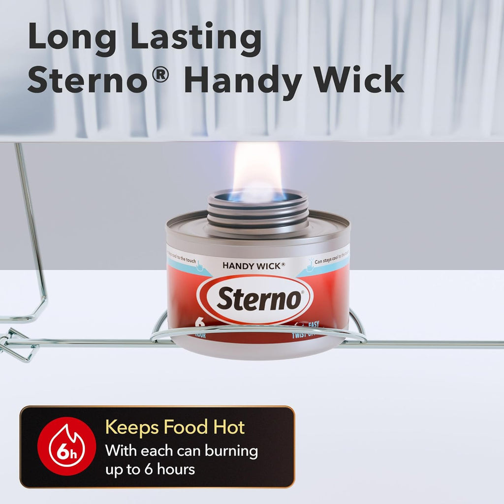 Sterno Disposable Complete Chafing Dish Buffet Set, 6-Hour Chafer Fuel Wick, Food Warmers, Warming Trays, Lids & Serving Utensils