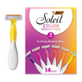 BIC Soleil 3 Colors Women's Disposable Razors With Aloe Vera and Vitamin E Lubricating Strip for Enhanced Glide, With 3 Blades, 14 Count