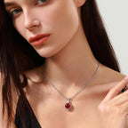 FANCIME 14K Solid White Gold Heart Birthstone Necklace for Women with lab-grown diamond Pendant Birthday Gifts for Mom Women Sterling Silver Chain 16" + 2" Extender