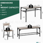 Shintenchi Kitchen Table Chairs Set Of 4, Dining Table Set For 4 With Bench And Chairs, 4 Pieces Kitchen Table Set With Storage Rack & Metal Frame For Small Space, Oak Gray