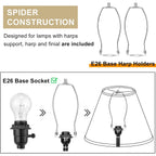 Empire Lamp Shades Set Of 2, 6"Top X 16"Bottom X 10.8"High, Champagne Beige | Large Lampshades For Table Lamps Floor Lamps, Spider, E26 Base Harp Holders Included, Natural Linen Replacement,Easy Assembly