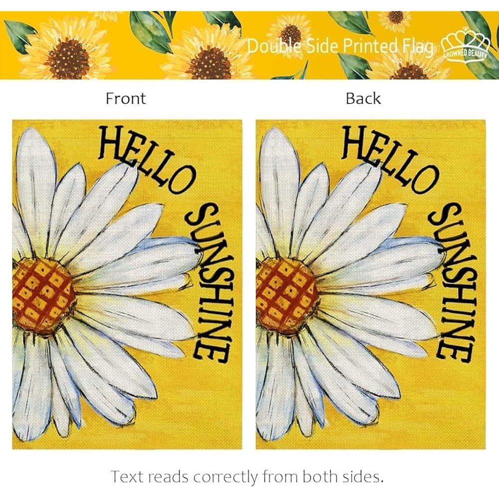 Summer Garden Flag Daisy Double Sided 12X18 Inches Small Burlap Seasonal Welcome Yard Porch Decoration For Outside (Yellow)