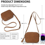 Woven Crossbody Bag, Small Summer Purse And Boho Bag For Women | Vegan Leather, Roomy Space, 2.3L Capacity, Fits Ipad Mini/Long Wallet/Kindle, Versatile For Daily Use/Casual/Date/Office