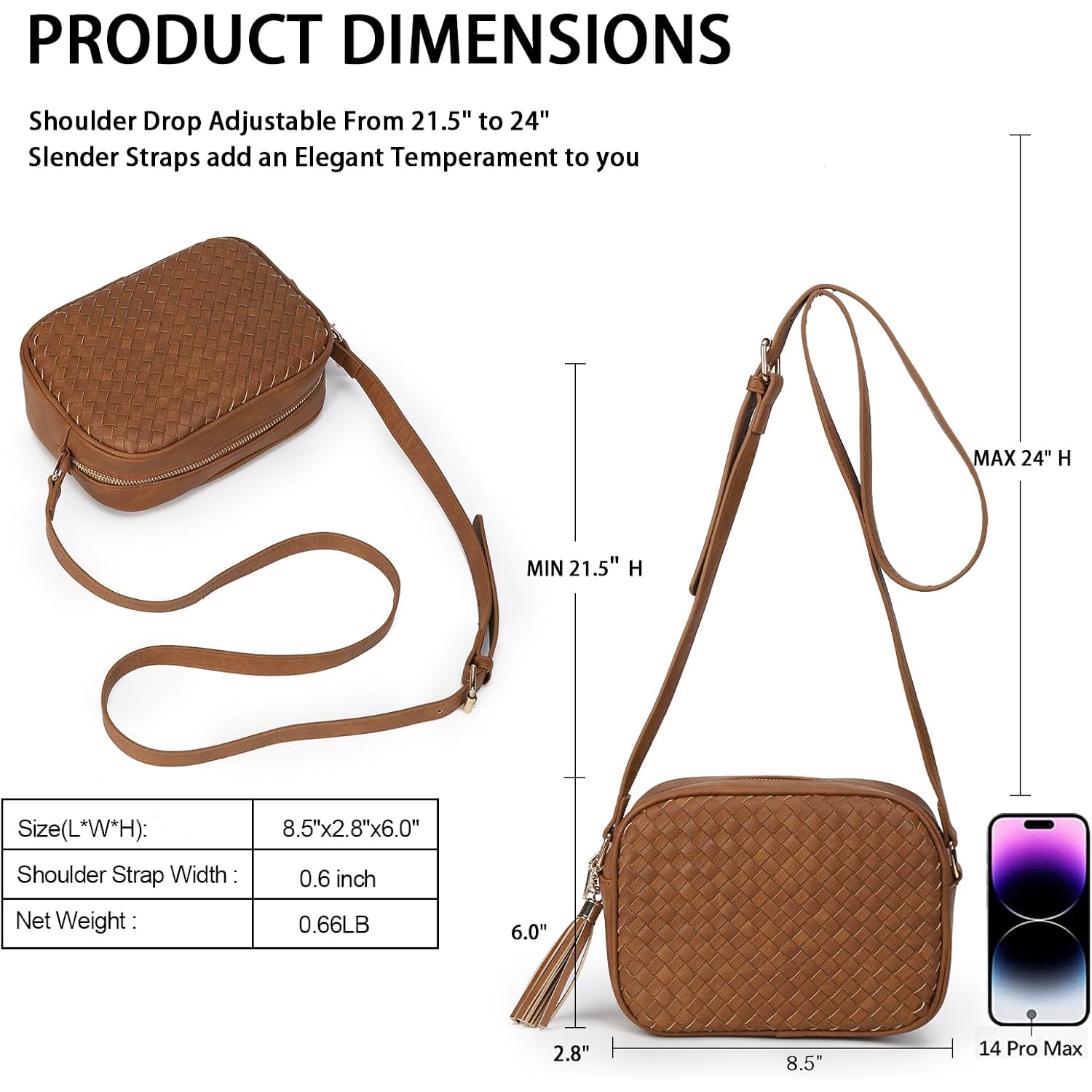 Woven Crossbody Bag, Small Summer Purse And Boho Bag For Women | Vegan Leather, Roomy Space, 2.3L Capacity, Fits Ipad Mini/Long Wallet/Kindle, Versatile For Daily Use/Casual/Date/Office