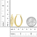14K Yellow Gold High Polished Oval Hoop Earrings with Hinged Clasp | Various Sizes & Design | Yellow Gold Hoops | Solid 14k Gold Earrings Gold For Women