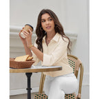 Button Down Shirts for Women Dress Shirt Cotton Long Sleeve Collared Shirt Business Work Office Blouse Top