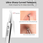 3 Pieces Removal Blackhead Tweezers Precision,Stainless Steel Extractor Acne Removal Kit Pimple Popper Tool, Clip for Whiteheads, Acne Clip, Ingrown Hairs Tweezers