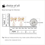 Bow Earrings for Women Trendy Stuff Cute Bow Pearl Drop Dangle Earrings Bowknot Stud Prom Wedding Party Daily Jewelry Accessory Gifts Pink Dress for Women