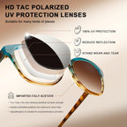 CARFIA Designer Acetate Womens Polarized Sunglasses Fit Most Face Shapes Trendy Shades UV Protection Hypoallergenic Handmade 1. Blue&brown Floral Frame Gradient Brown Lens