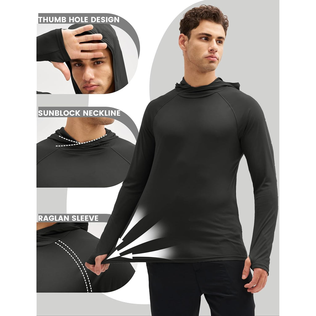 Magcomsen Men'S Upf 50+ Sun Protection Hoodies Quick Dry Long Sleeve Rash Guard Lightweight Hoodie Shirt Fishing Running