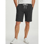 Jmierr Men’S Casual Stripes Shorts Relaxed Fit Elastic Waist Drawstring Shorts